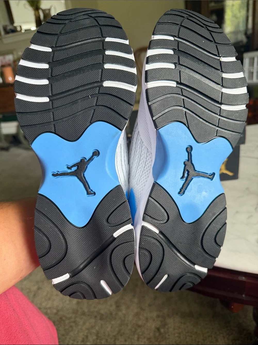 Men’s Jordan Trunner Flow White Sneakers with Light Blue Accents